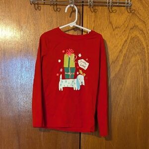 Cat & Jack Red Long Sleeve Tee with Gift Dog Design Size Med 7/8 UFC